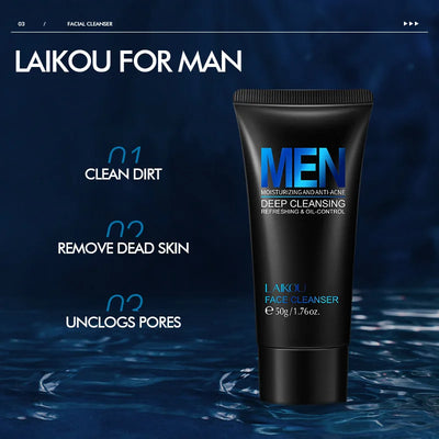 LAIKOU Men Facial Cleanser Face Washing Moisturizing Man Skin Care Oil Control Blackhead Remove Scrub Cosmetics Deep Norishing