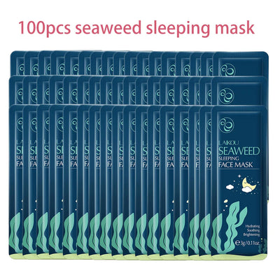 100 pcs LAIKOU Moisturizing Sleeping Mask Sakura Snail Seaweed Centella Face Mask Tendering & Nourishing Oil-control Skin Care