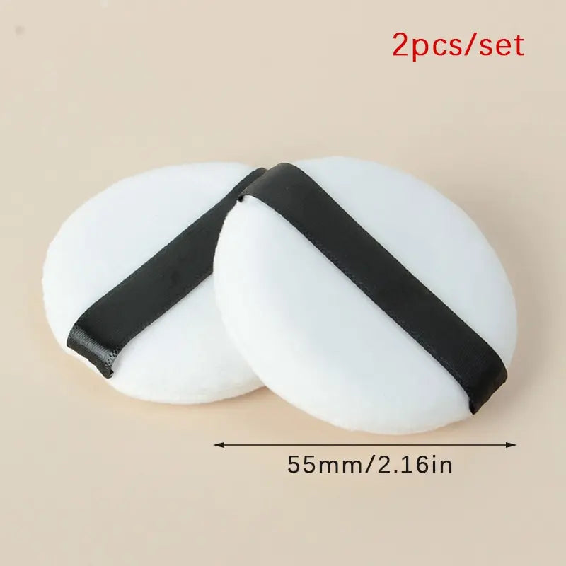 2PCS Professional Round Shape Portable Facial Powder Foundation Puff Soft Cosmetic Puff Makeup Foundation Sponge Beauty Tool