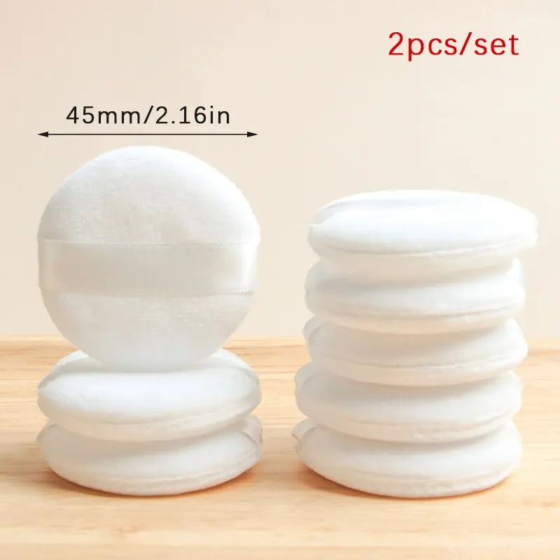 2PCS Professional Round Shape Portable Facial Powder Foundation Puff Soft Cosmetic Puff Makeup Foundation Sponge Beauty Tool