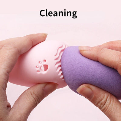 Purple Soft Silicone Cosmetic Blender Sponge Box Holder Beauty Powder Puff Blender Holder Sponge Makeup Egg Drying Case Portable