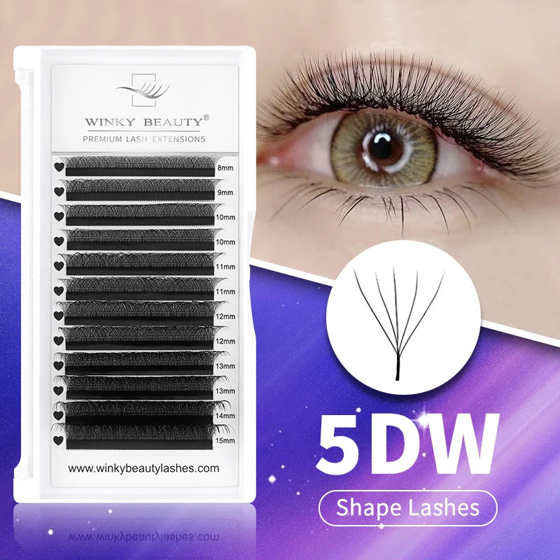 winky beauty 3D/4D/5D/6D/7D/8D Automatic Flowering W Shape Full Dense Bloom Premade Fans Speed Eyelash Extensions Natural Soft