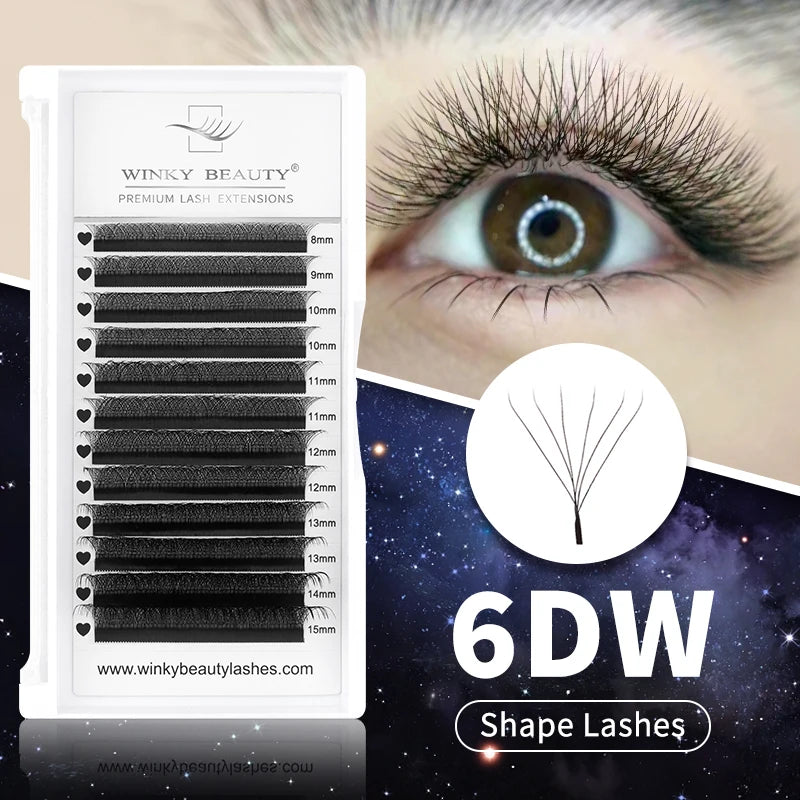 winky beauty 3D/4D/5D/6D/7D/8D Automatic Flowering W Shape Full Dense Bloom Premade Fans Speed Eyelash Extensions Natural Soft