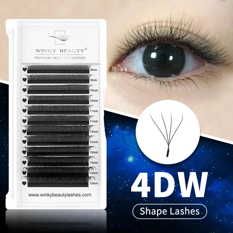 winky beauty 3D/4D/5D/6D/7D/8D Automatic Flowering W Shape Full Dense Bloom Premade Fans Speed Eyelash Extensions Natural Soft