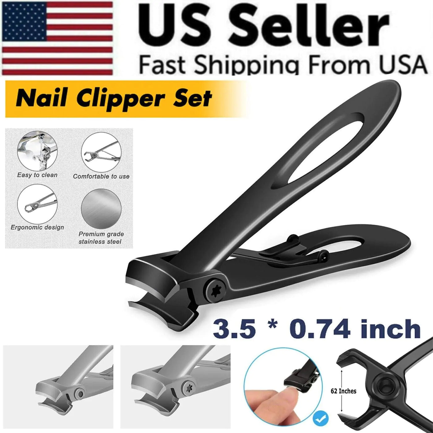 Extra Large Toe Nail Clippers For Thick Hard Nails Cutter Heavy Duty Stainless